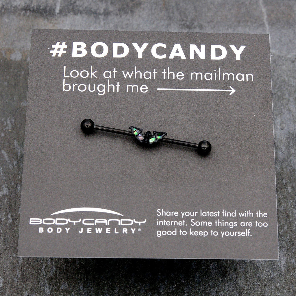 14G Flying Black Bat Industrial Barbell 38mm