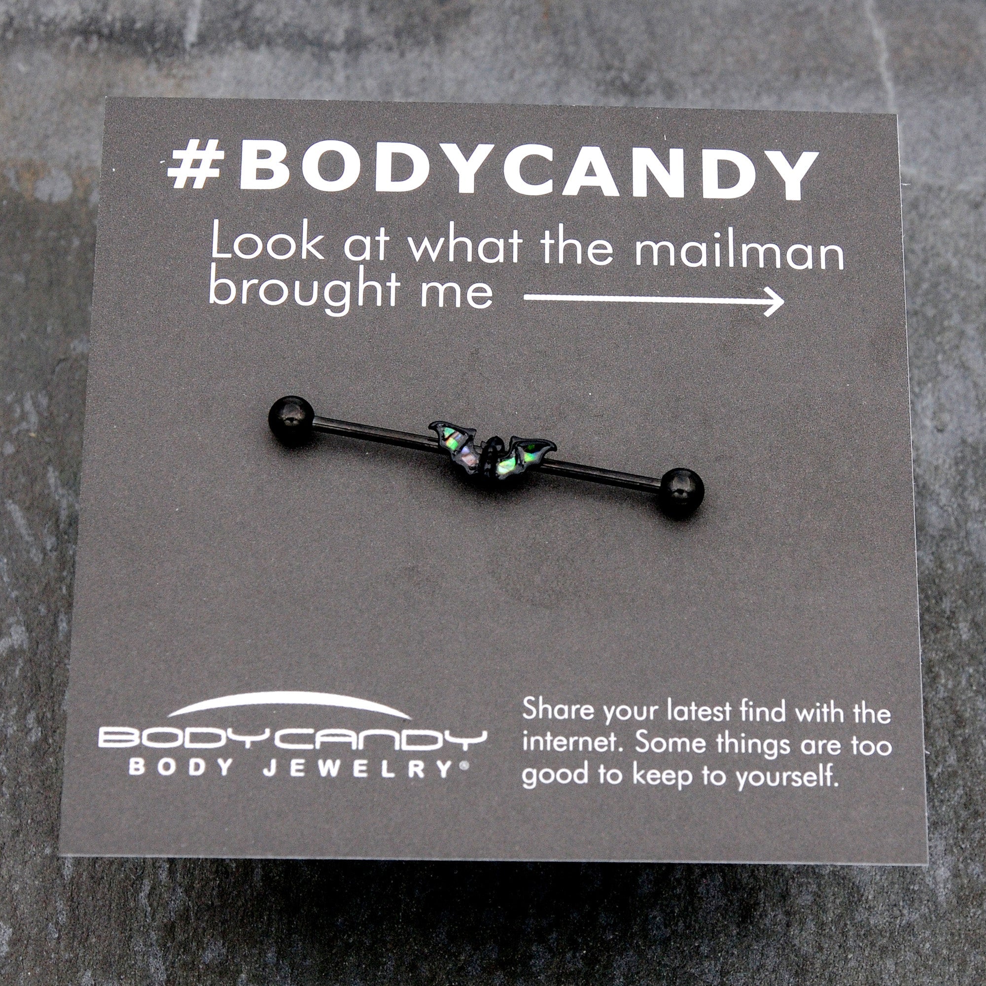 14G Flying Black Bat Industrial Barbell 38mm