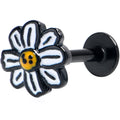 16G 5/16 Black Pretty Daisy Flower Labret Monroe Tragus