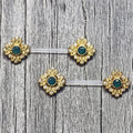 14G 9/16 Blue Gem Bioplast Deco Age Barbell Nipple Ring Set