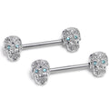 14G 9/16 316L Steel Skulls Blue Gem with Titanium Barbell Nipple Rings