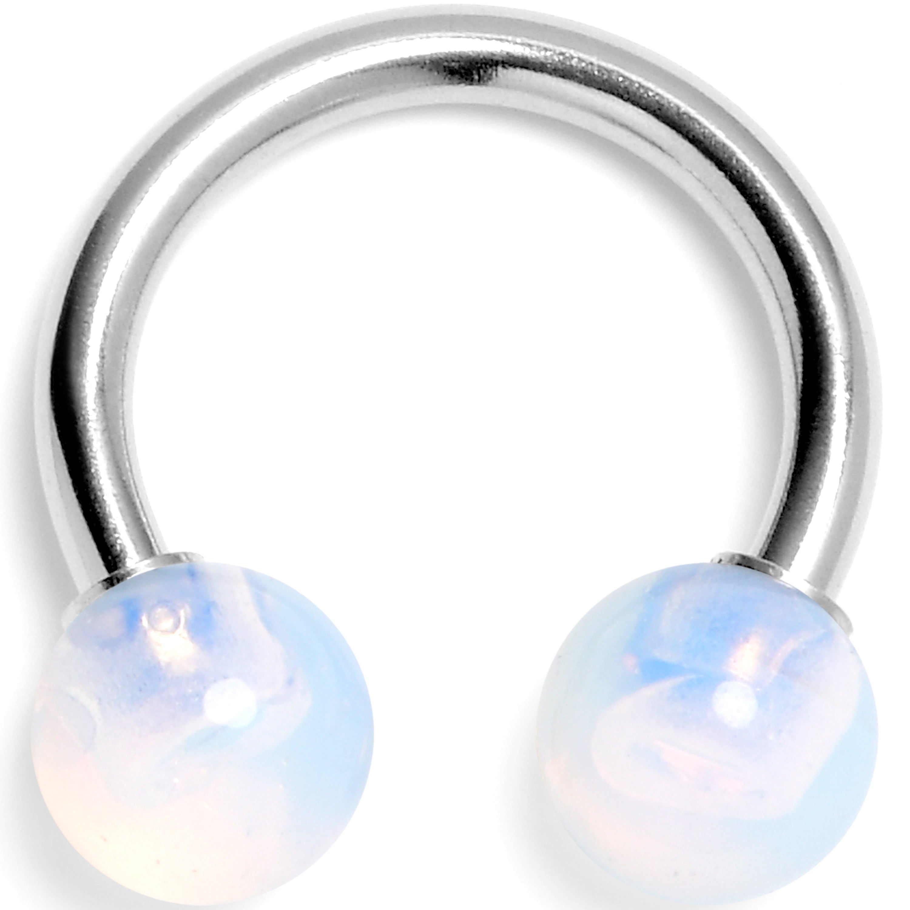 14G 3/8 Opalite Natural Stone Horseshoe Circular Barbell