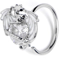 20G 5/16 Clear Gem Heart of Dragon Nose Hoop