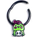 16G 3/8 Black Witch Frog Skull Halloween Hinged Segment Ring