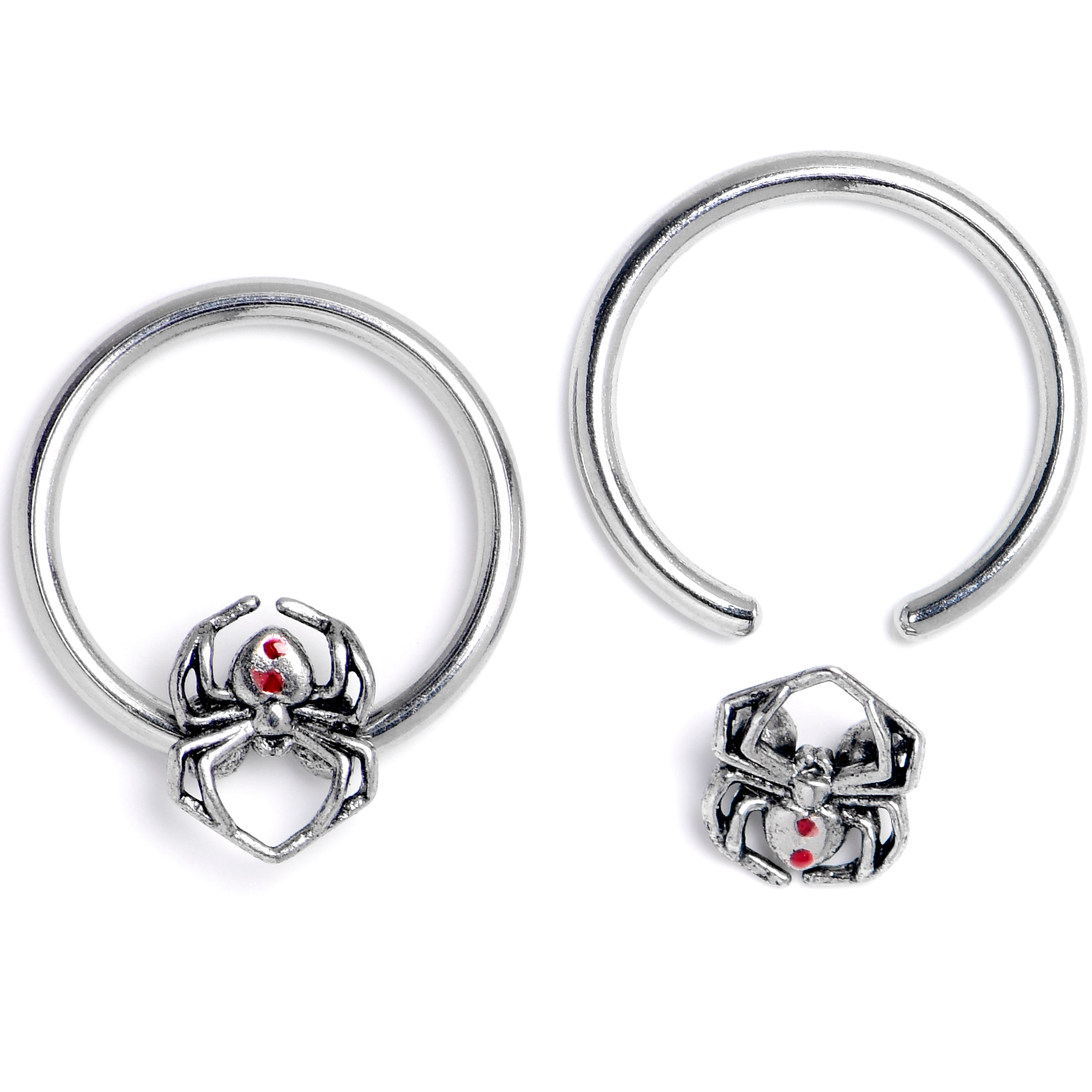16G 3/8 Spiders Red BCR Captive Bead Ring Set of 4