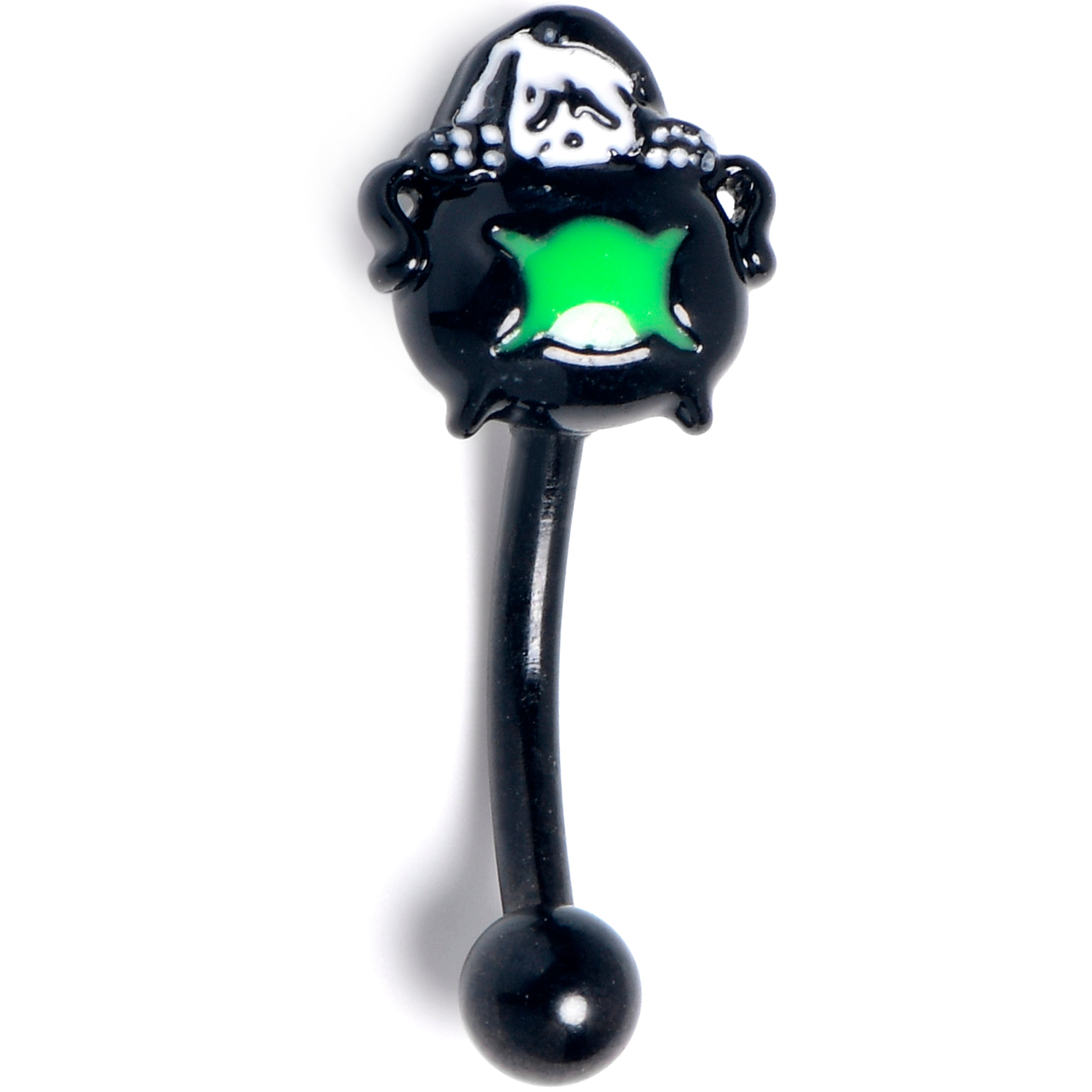 16G 5/16 Black Triple Moon Cauldron Curved Eyebrow Ring
