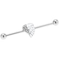 14G White Heavenly Heart Angel Wings Industrial Barbell 38mm