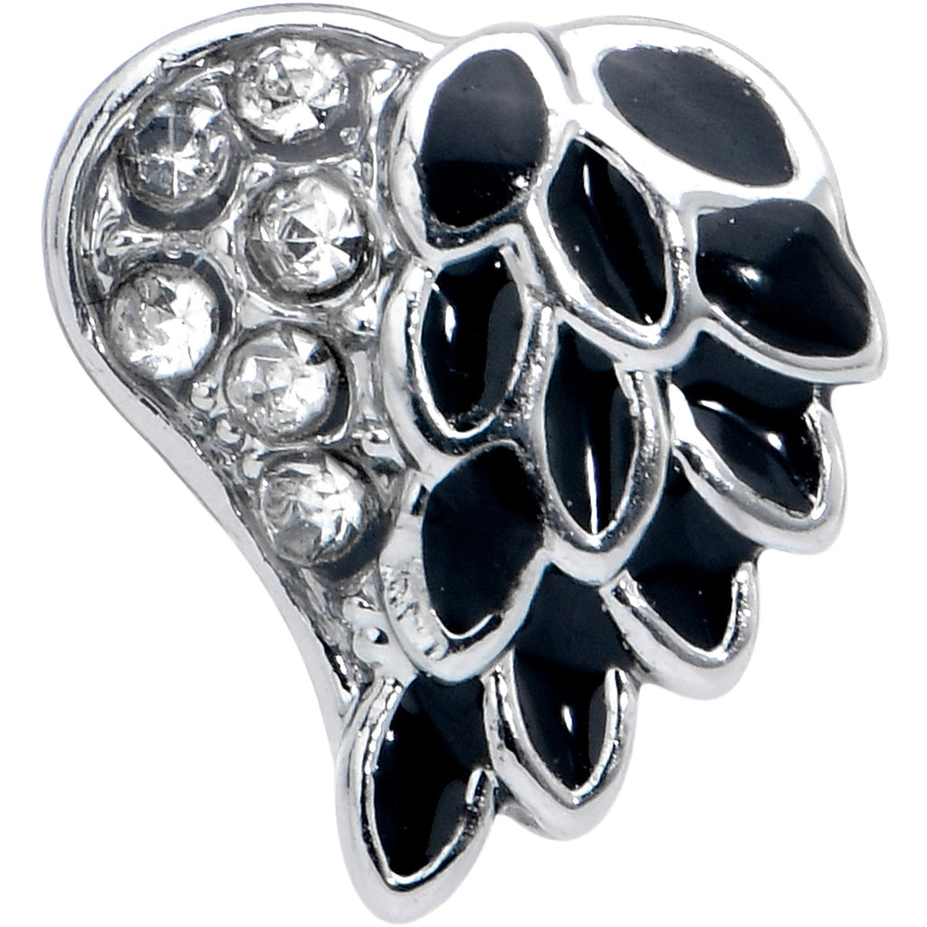 20G 5/16 Clear Gem Heavenly Heart Angel Wing Black Nose Hoop