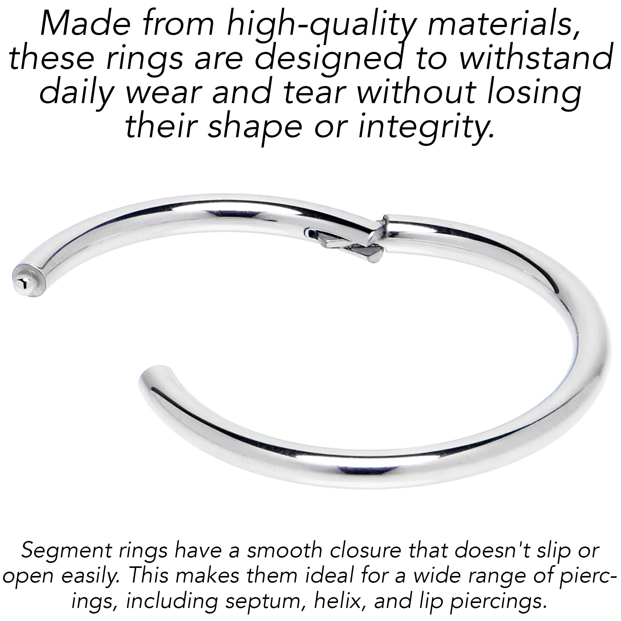 16G 9/16 316L Surgical Steel Precision Hinged Segment Hoop