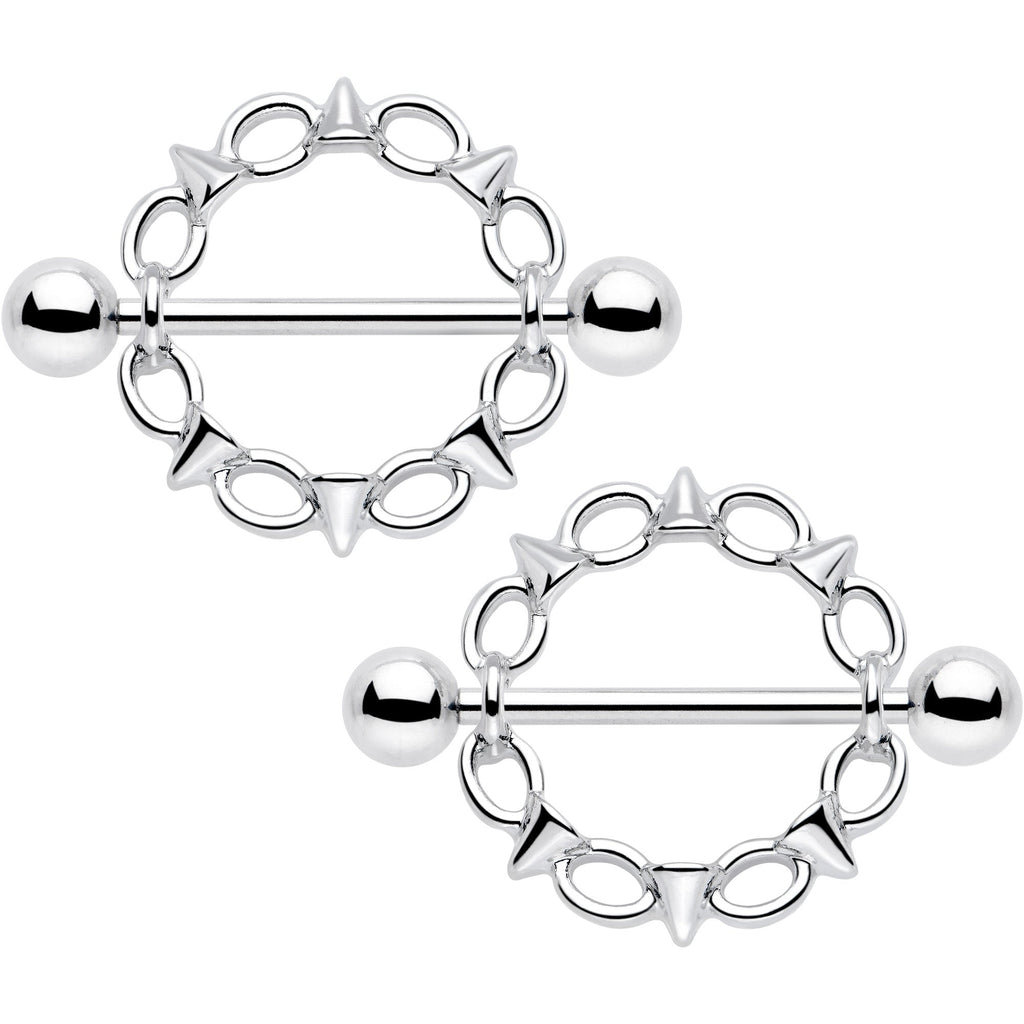14G 9/16 Links And Spikes Nipple Shield Set