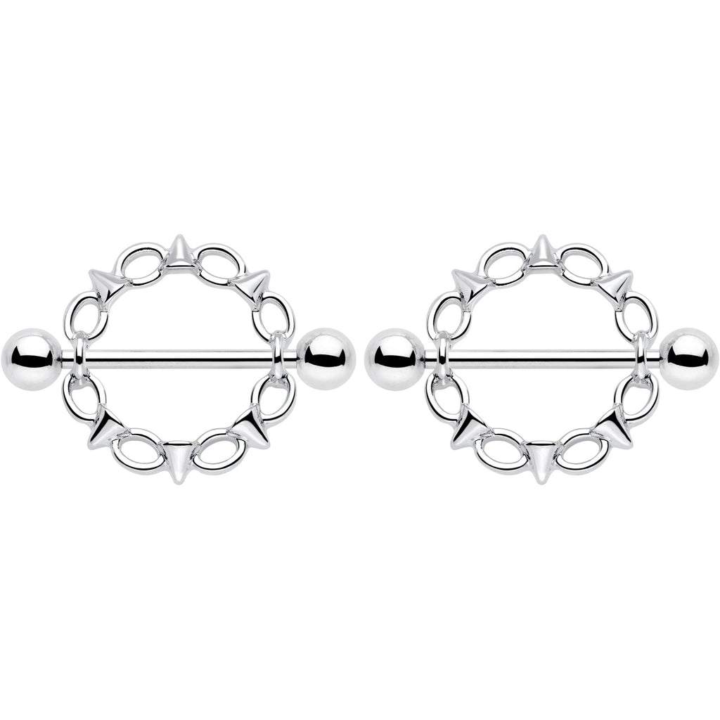 14G 9/16 Links And Spikes Nipple Shield Set