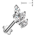18G 5/16 Clear CZ Gem Vine Medical Grade Titanium Reversible Flat Back Earring
