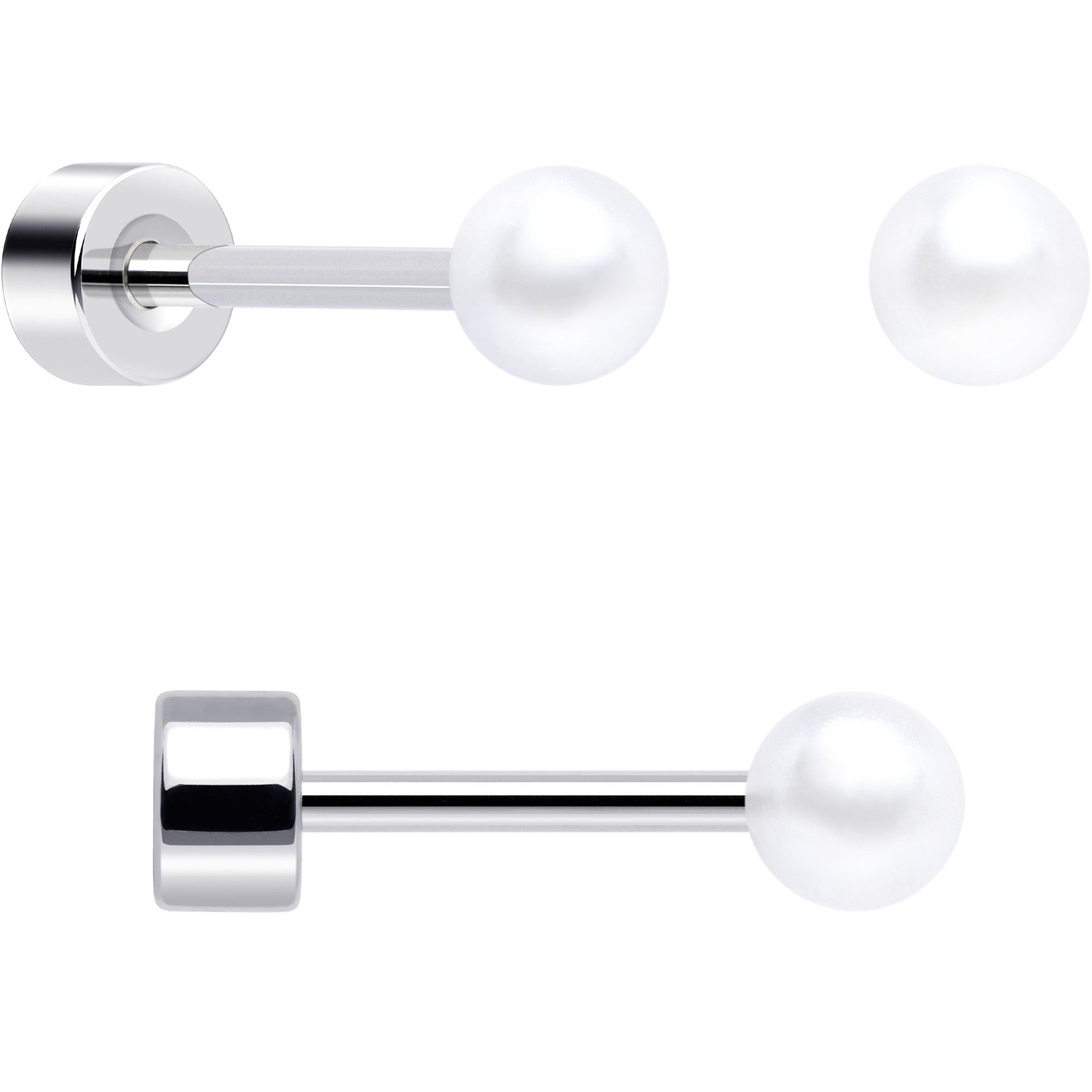 20G Clear Gem White Orb Butterfly Flatback Earring Set of 6