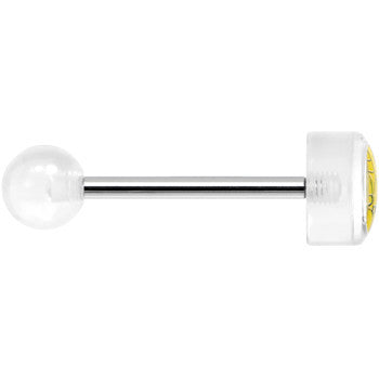 14G 5/8 Clear Acrylic Giving the Middle Finger Tongue Ring