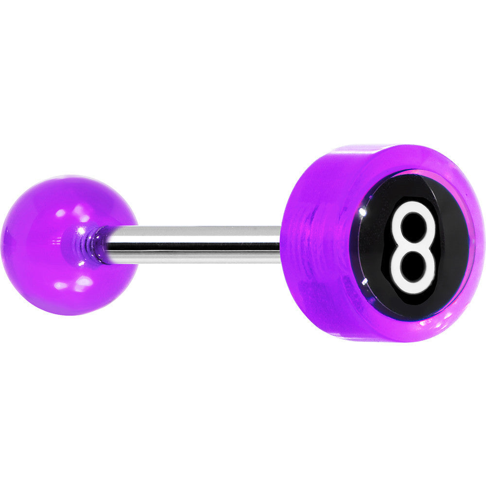 14G 5/8 Purple Acrylic Behind the 8 Ball Tongue Ring
