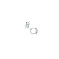 14k White Gold CZ Dual Flower Huggy Earrings