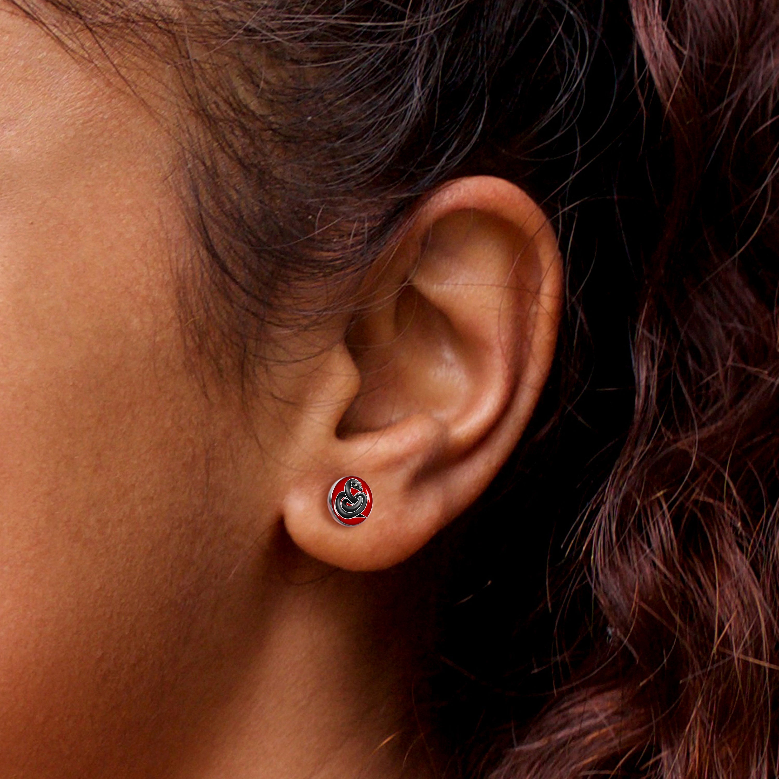 Black Snake Stud Earrings by Onyx O