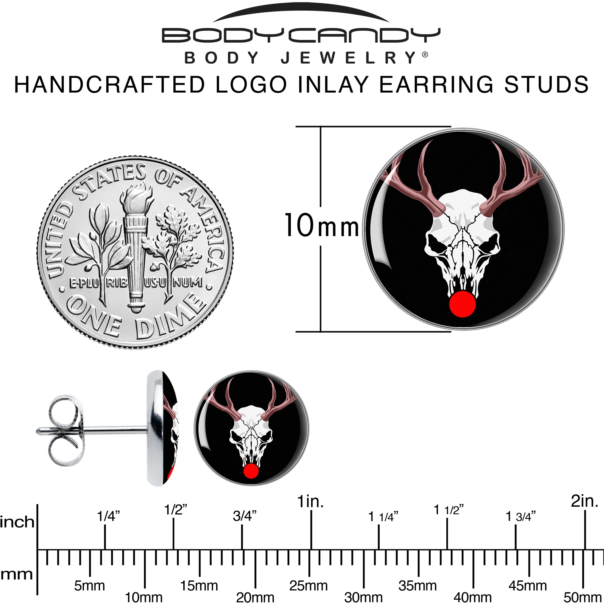 Holiday Dead Nosed Reindeer Stud Earrings by Onyx O