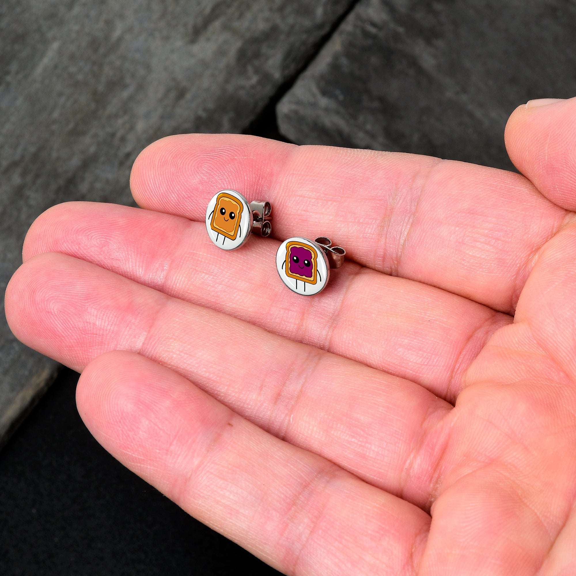 PB and J Peanut Butter and Jelly Sandwich Stud Earrings by Onyx O