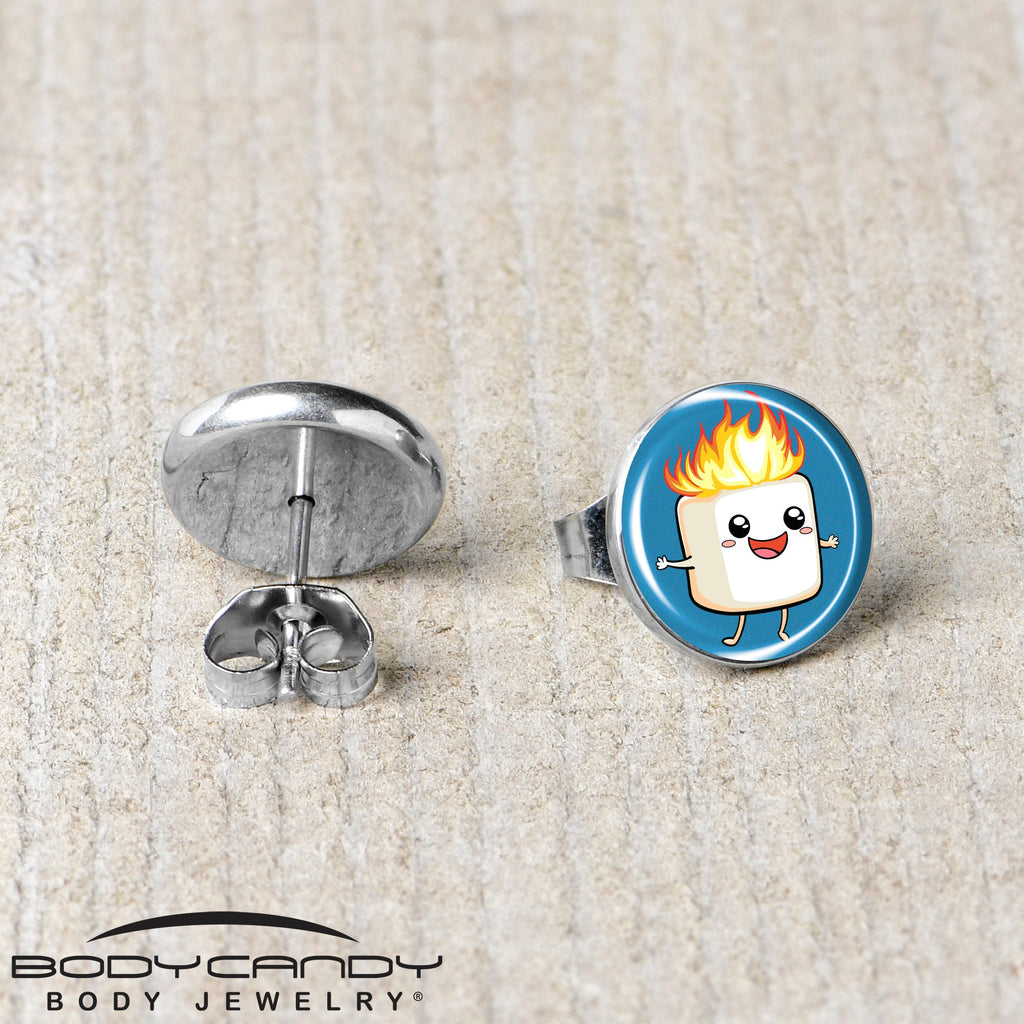 Burning Marshmallow Stud Earrings by Onyx O