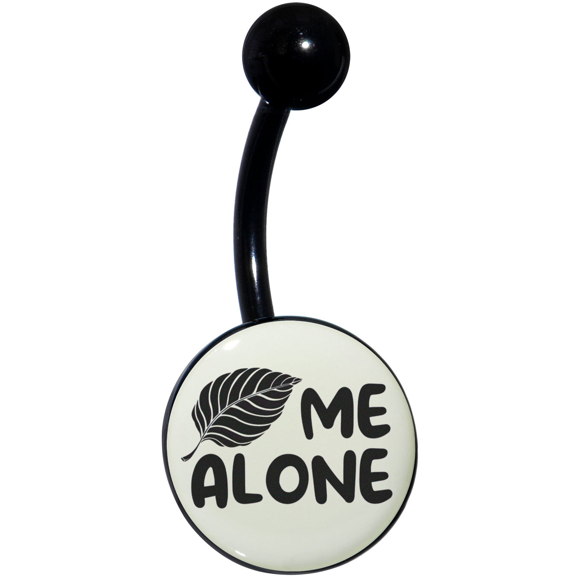 Glow in the Dark Black Leaf Me Alone Belly Ring by Onyx O