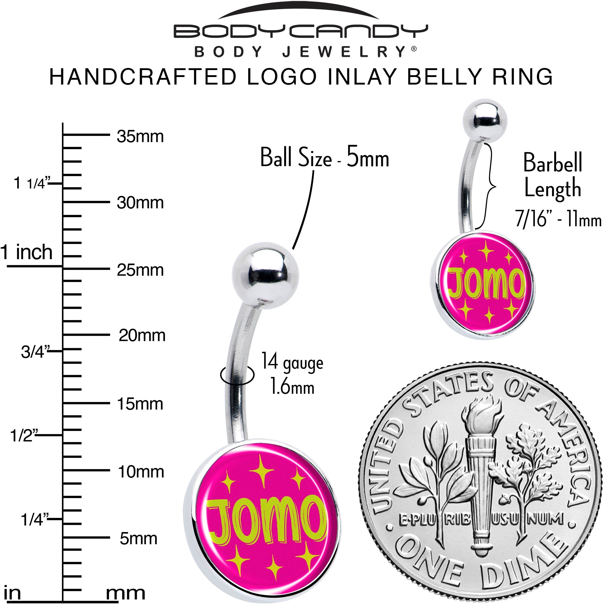 Pink JOMO Belly Ring by Onyx O