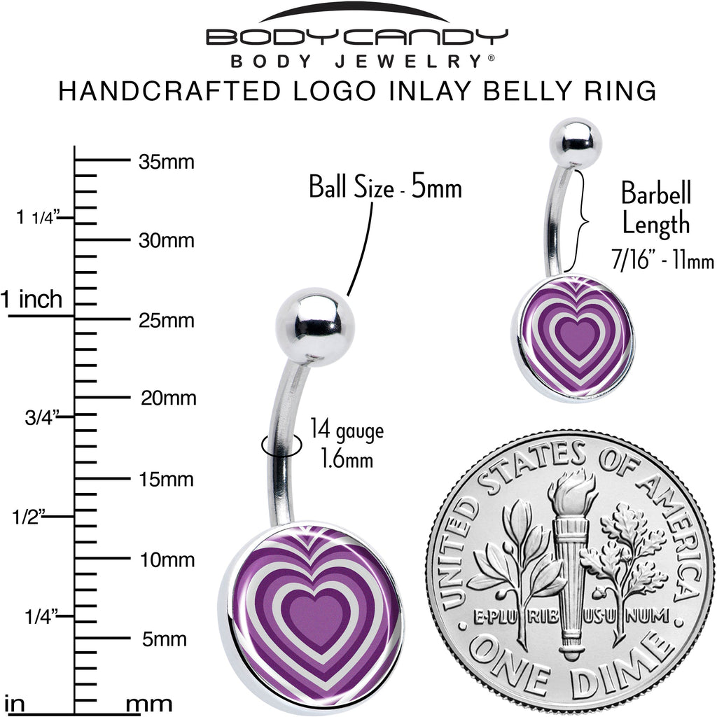 Purple Retro Heart Belly Ring by Onyx O