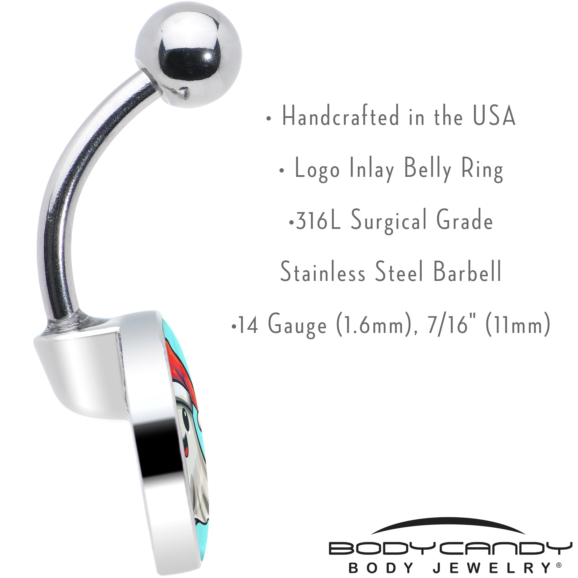 Holiday Christmas Spirit Ghost Belly Ring by Onyx O
