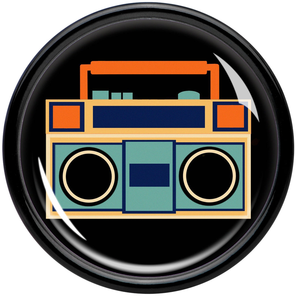 Black Acrylic Retro Boombox Double Flare Plug Set by Onyx O