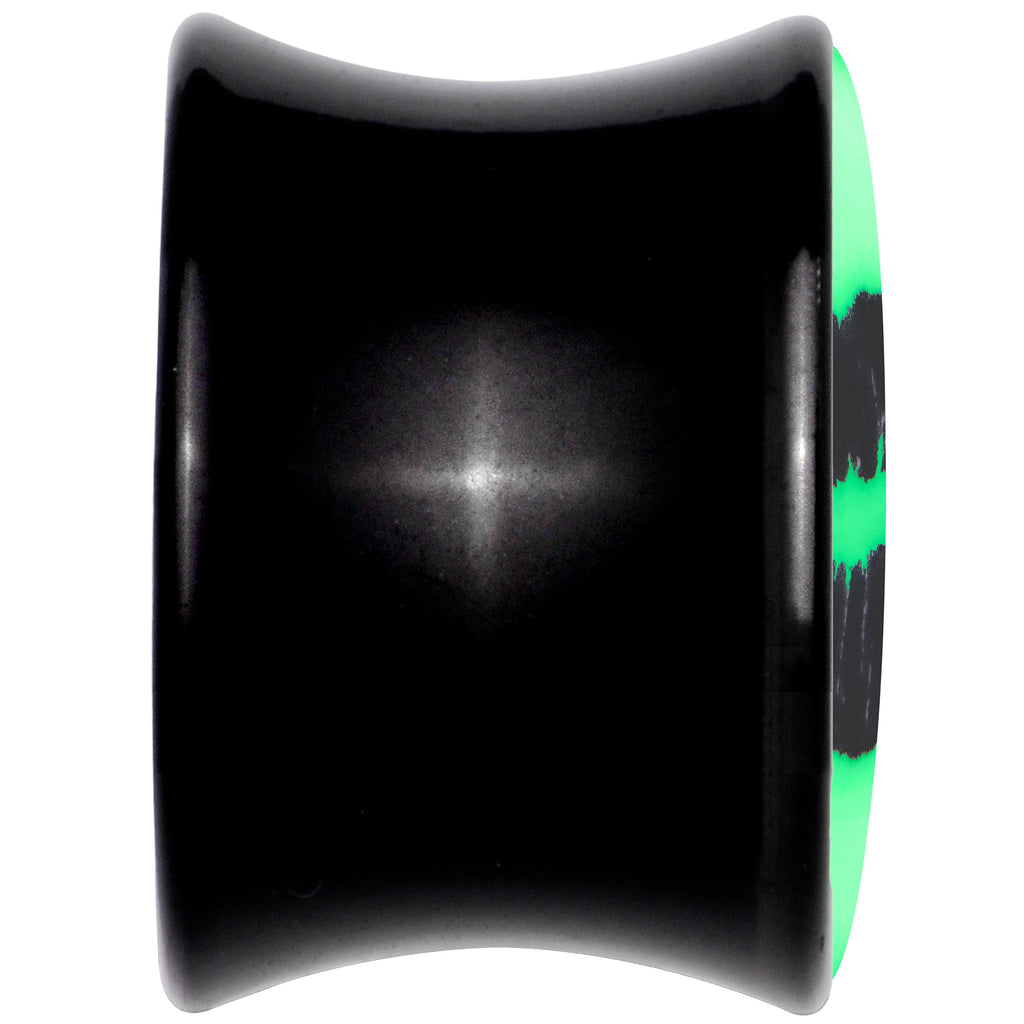 Black Acrylic Lipstick Kiss Glow in Dark Double Flare Plug Set by Onyx O