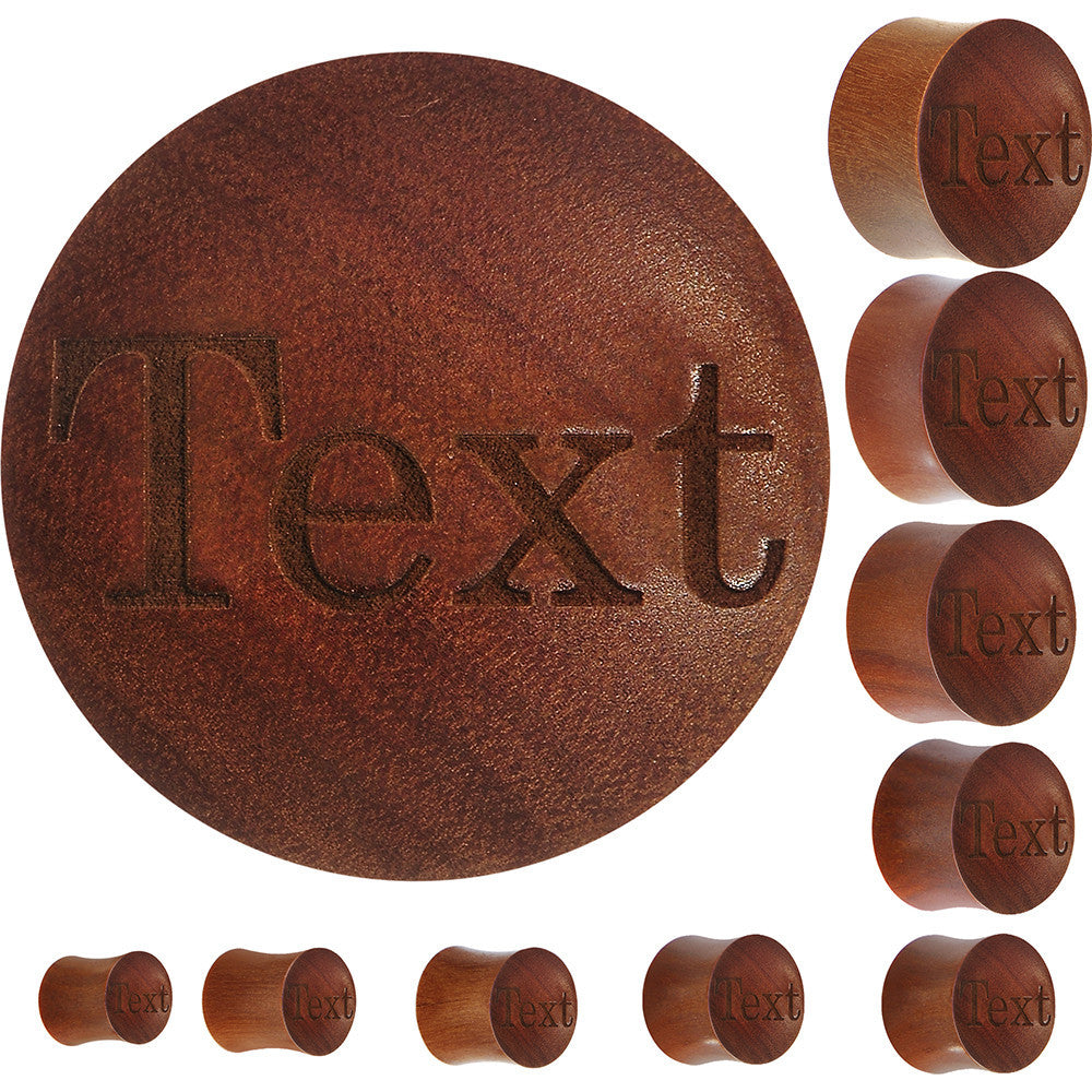 Custom Organic Sawo Wood PersonalizedSaddle Plug - buy 2 for a pair