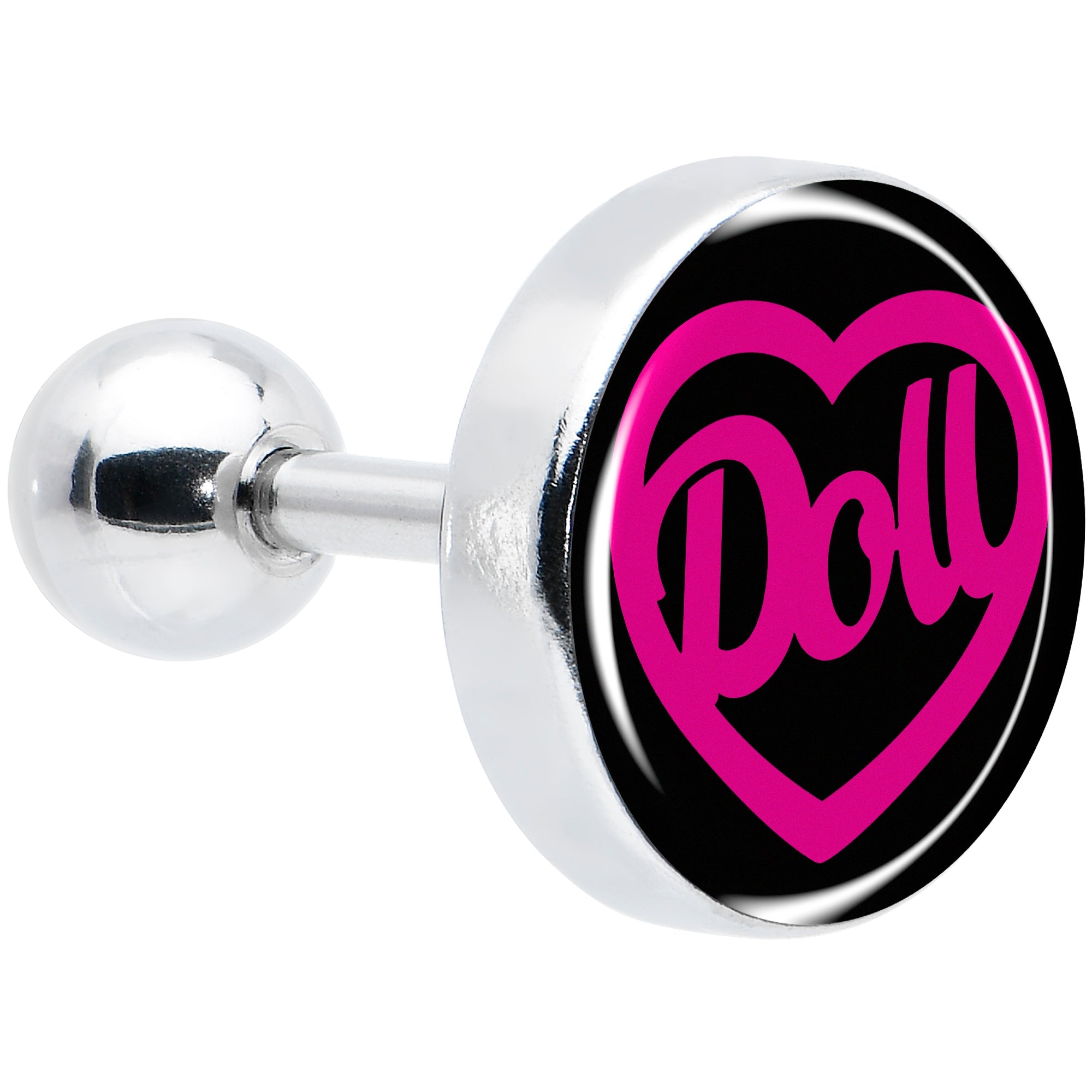 16G 1/4 Hollow Heart Doll Word Tragus Cartilage Earring by Onyx O