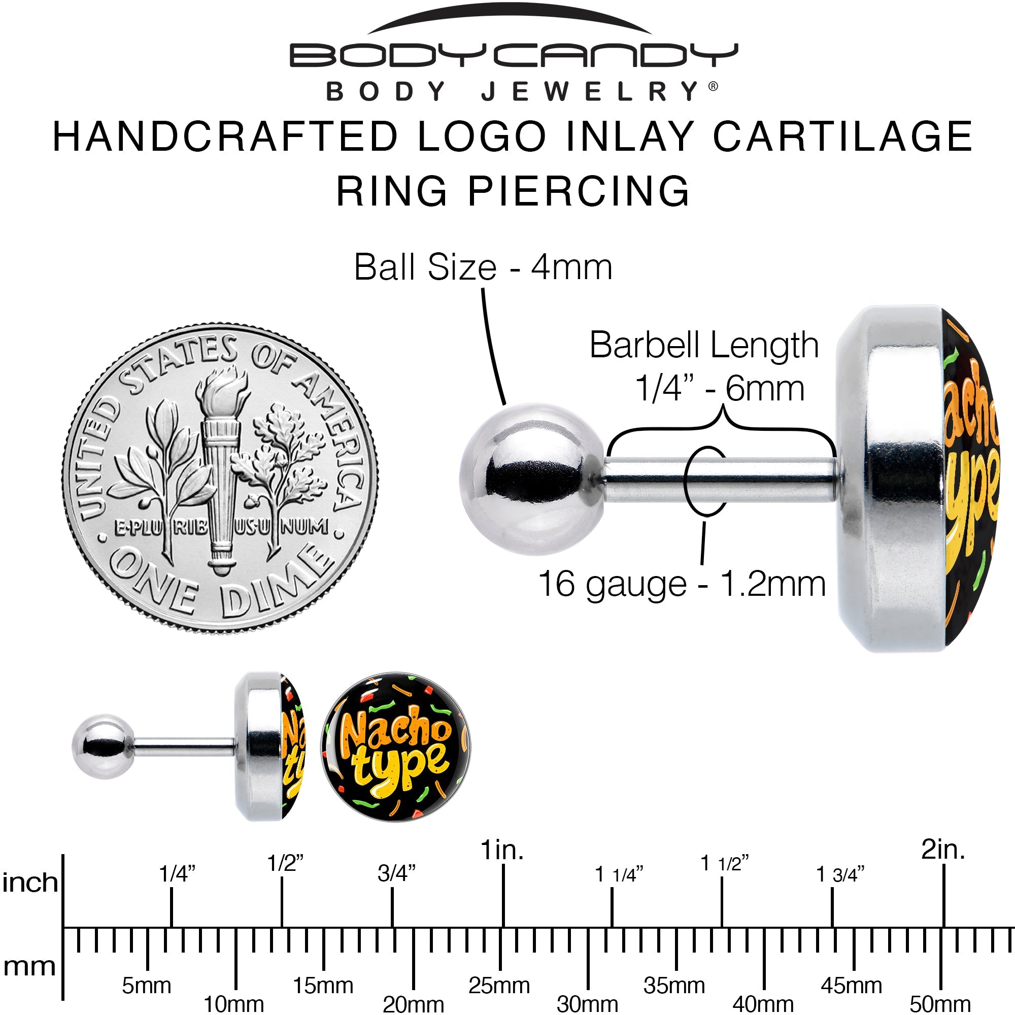Nacho Type Tragus Cartilage Earring by Onyx O