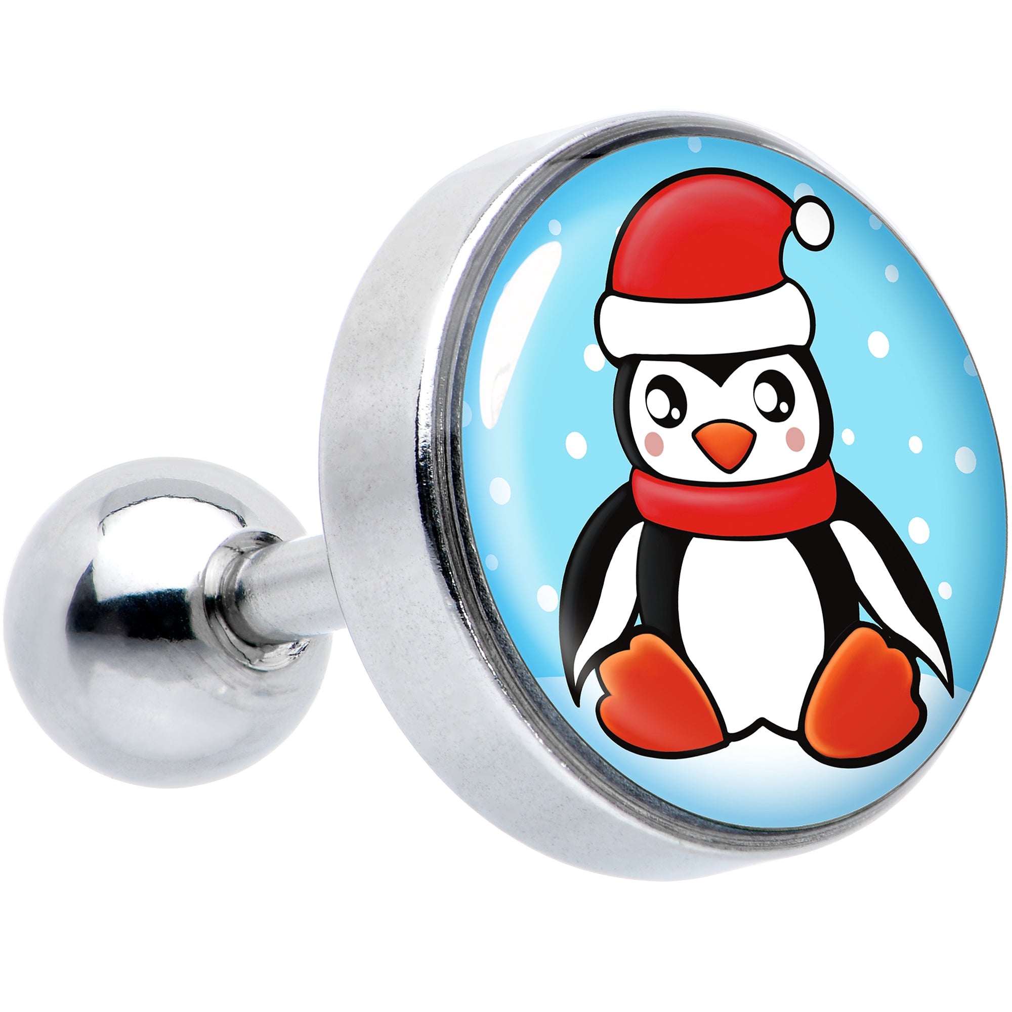 16G 1/4 Snowfall Holiday Penguin Tragus Cartilage Earring by Onyx O