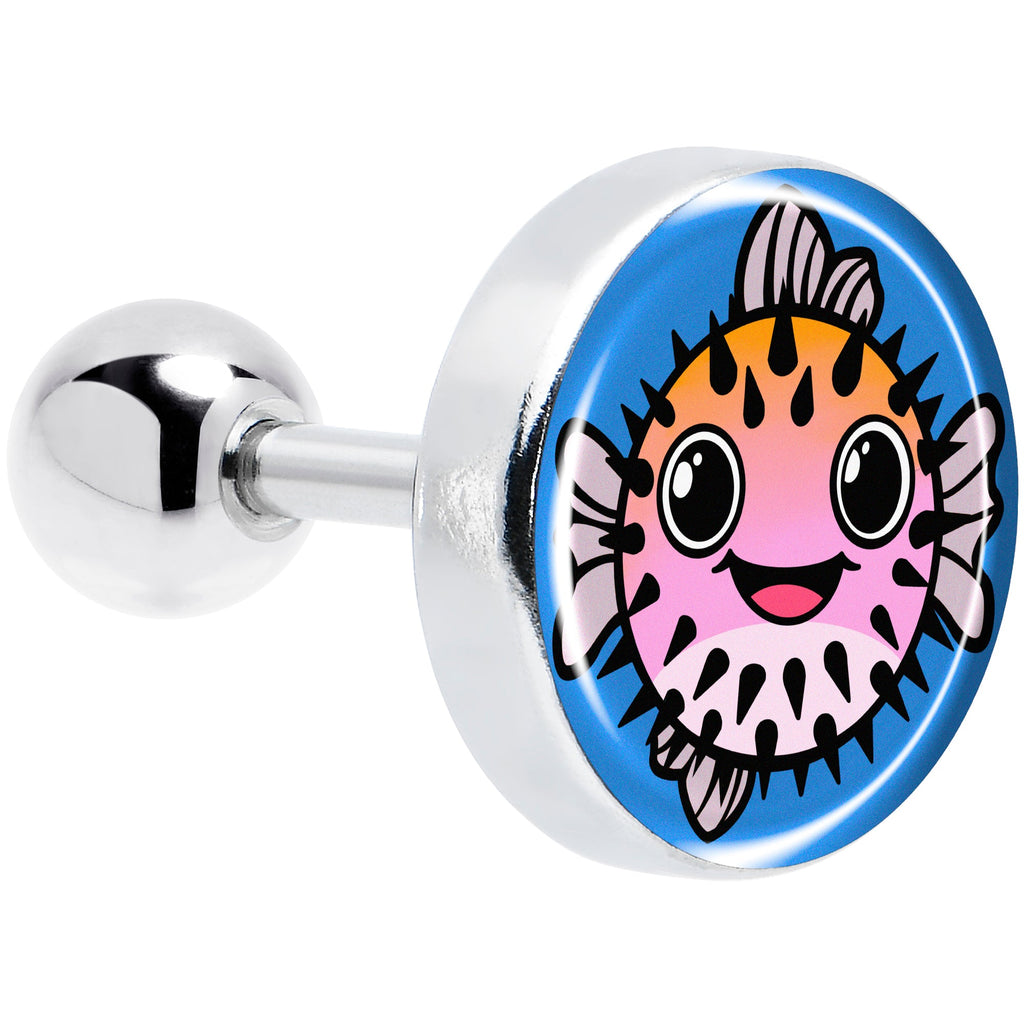 16G 1/4 Swimming Pufferfish Tragus Cartilage Earring by Onyx O