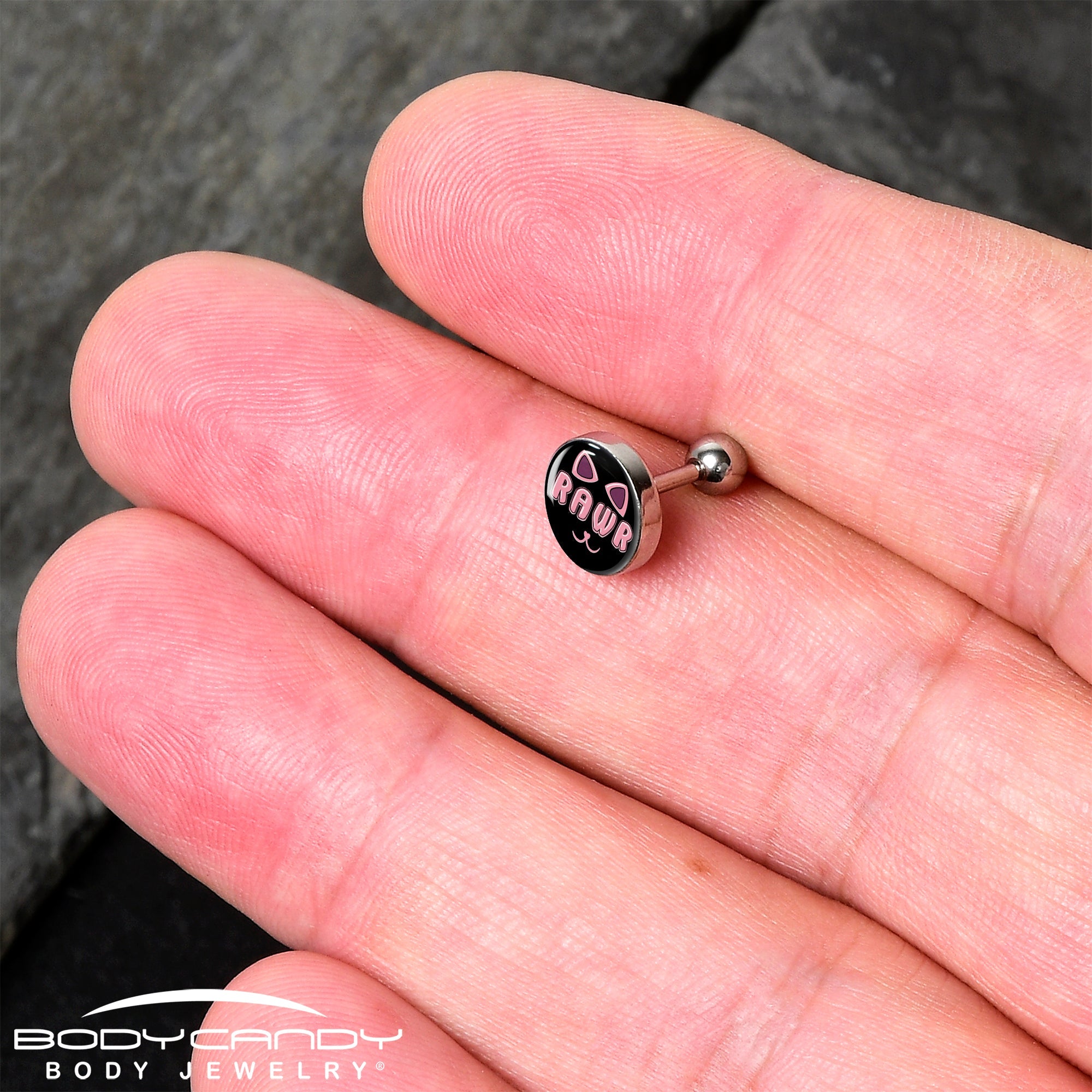 16G 1/4 RAWR Kittly Cat Tragus Cartilage Earring by Onyx O