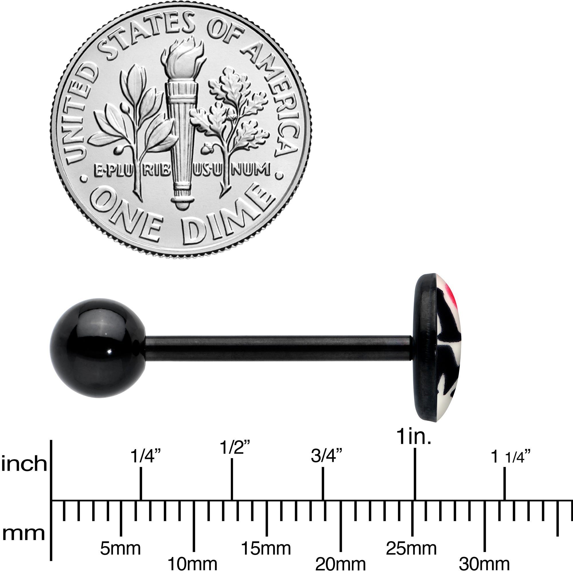Black Glow in the Dark I Love Me Barbell Tongue Ring by Onyx O