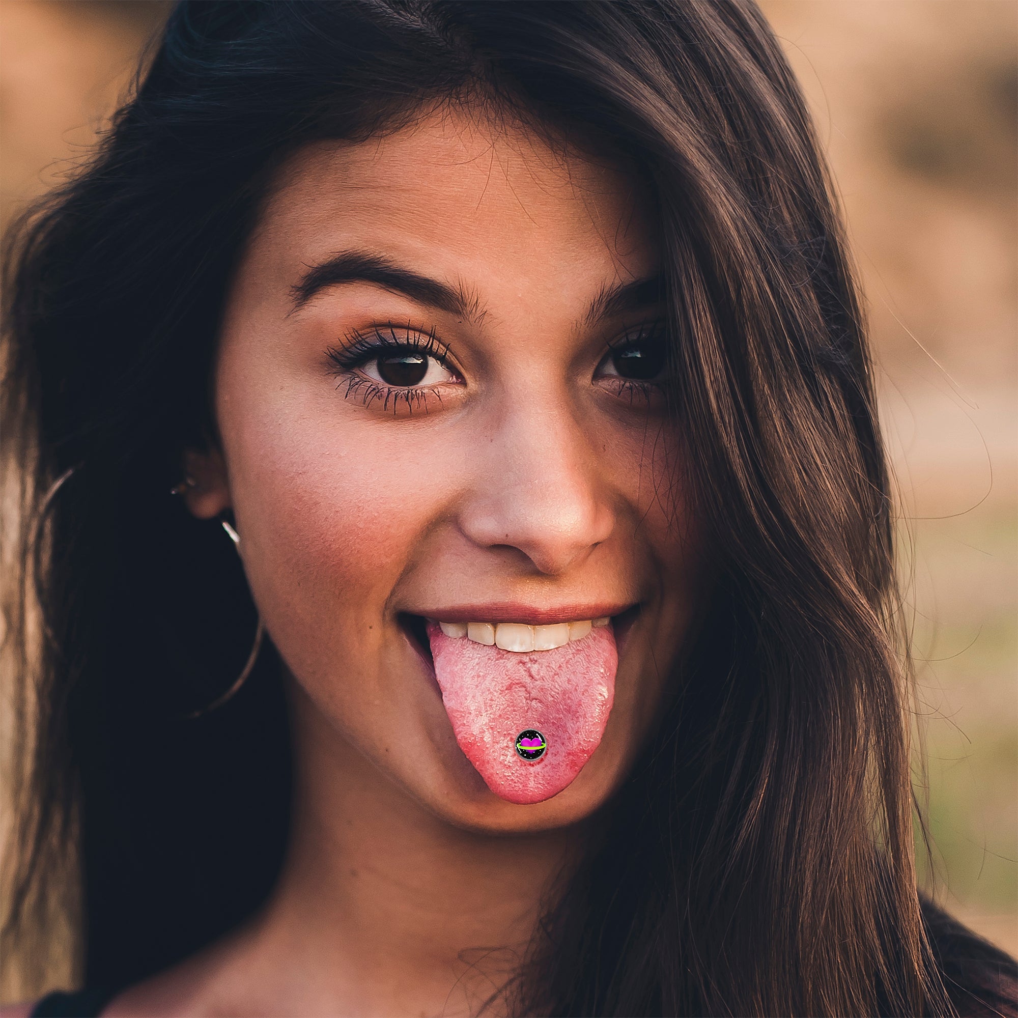 Heart Planet Barbell Tongue Ring by Onyx O