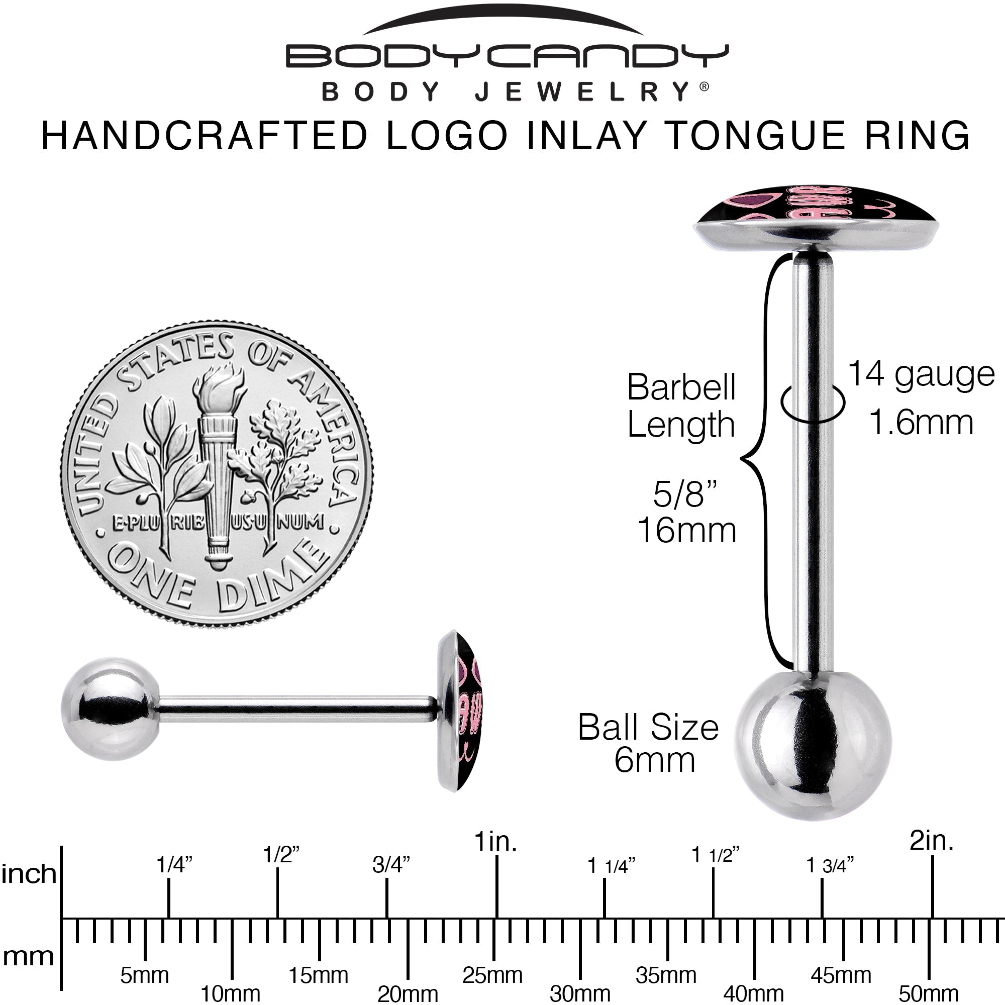 RAWR Kittly Cat Barbell Tongue Ring by Onyx O