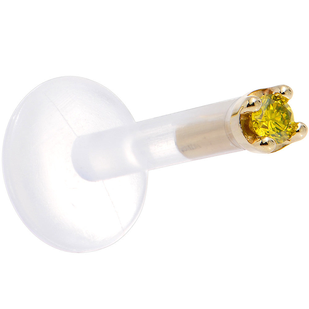 Solid 14K Yellow Gold 1.5mm Genuine Yellow Diamond Bioplast Push in Monroe
