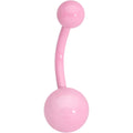 14G 3/8 Light Pink Acrylic Over Steel Belly Ring
