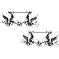 14G 7/8 Birds Nautical Star Dangle Nipple Shield Set