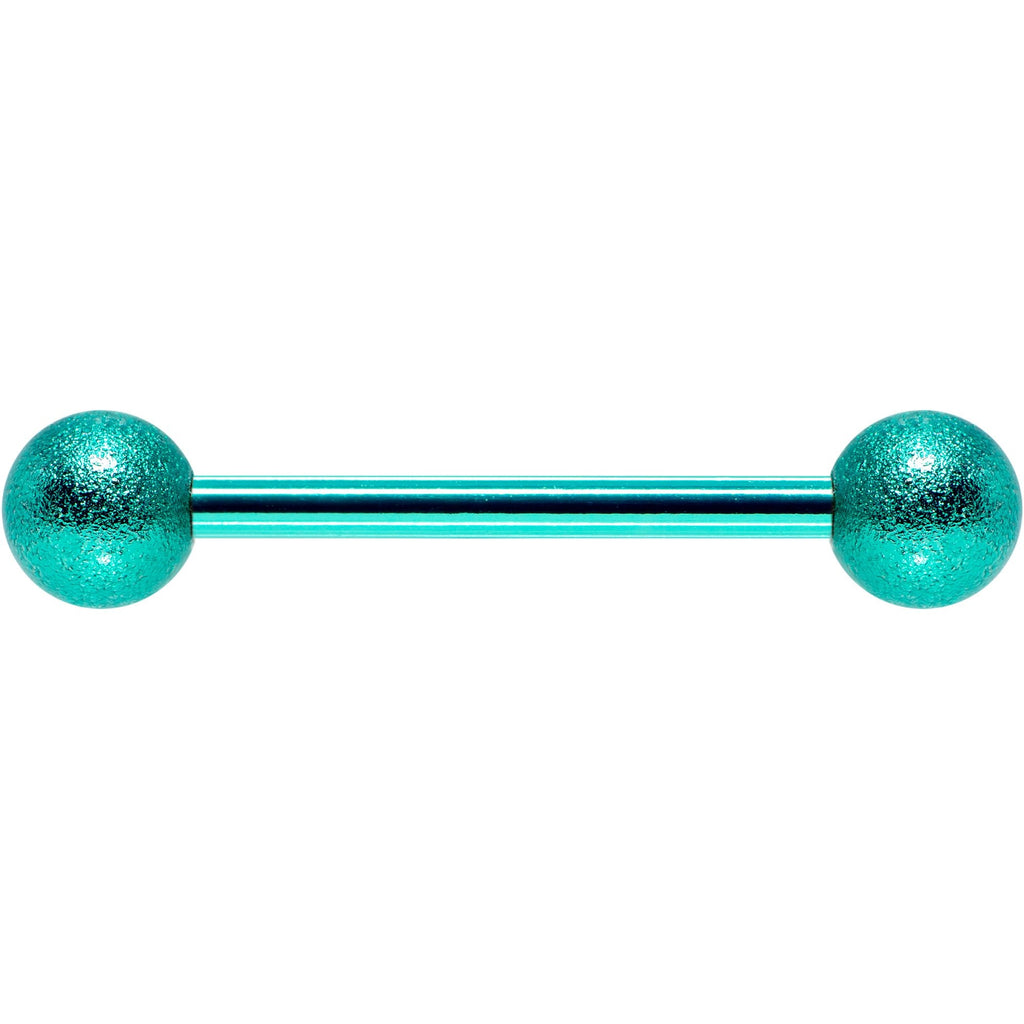 14G 5/8 Green Color PVD Sandblasted Barbell Tongue Ring