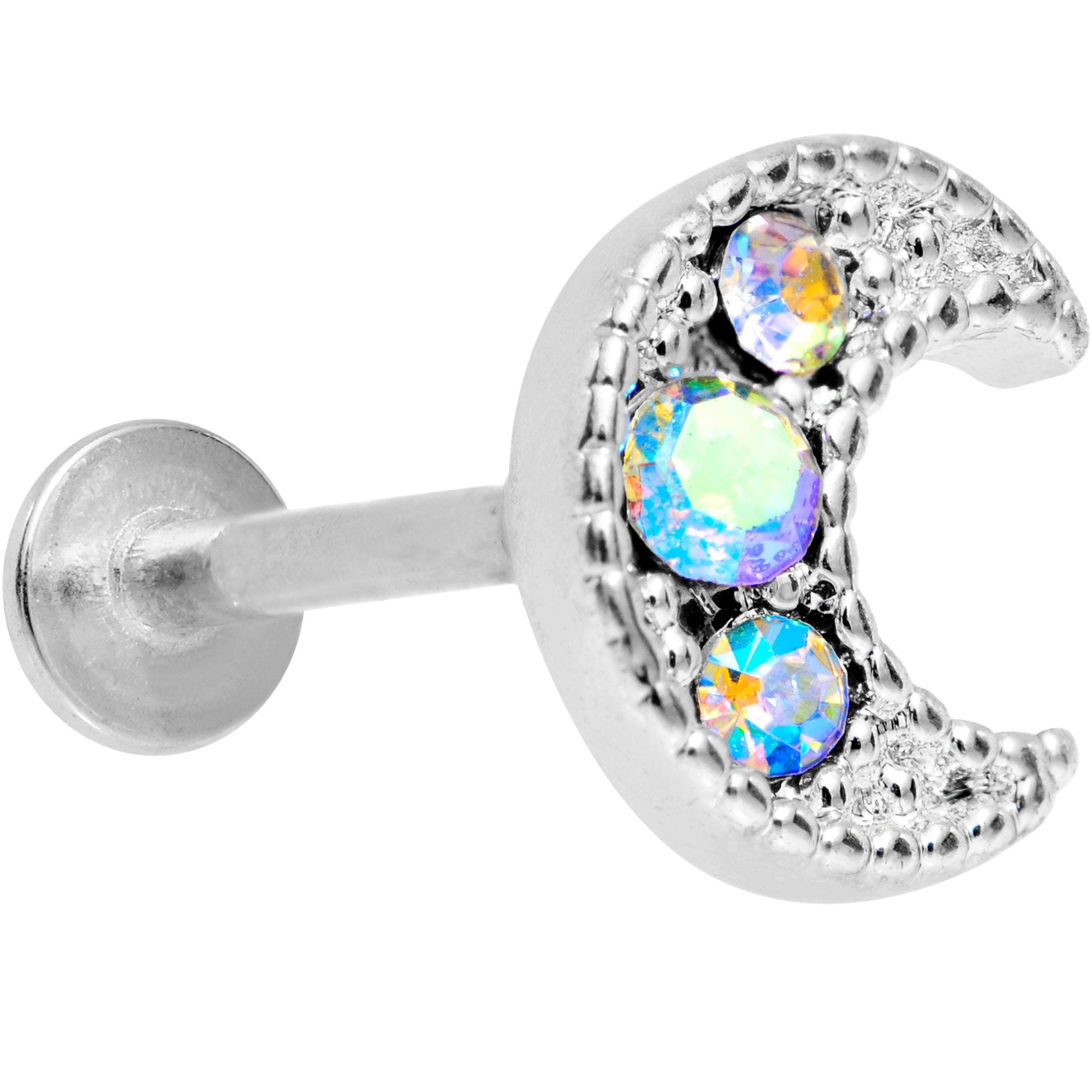 Auora Gem Crescent Moon Cartilage Tragus Earring