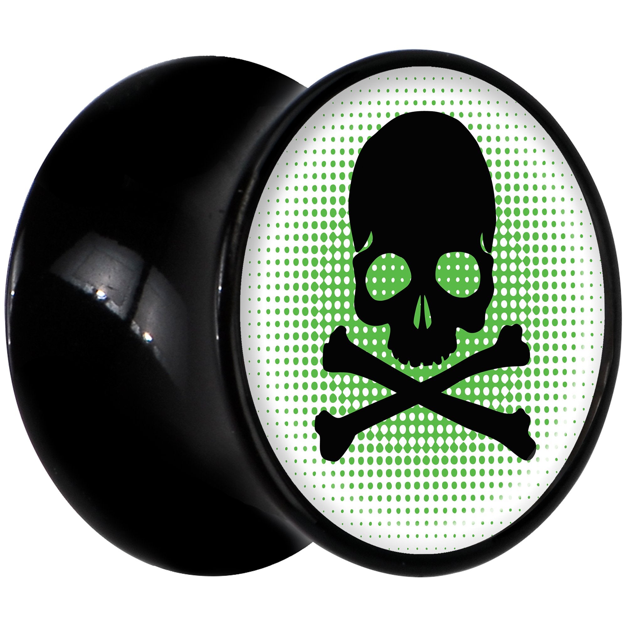Black Acrylic Green Black Skull Saddle Plug Set 1/2