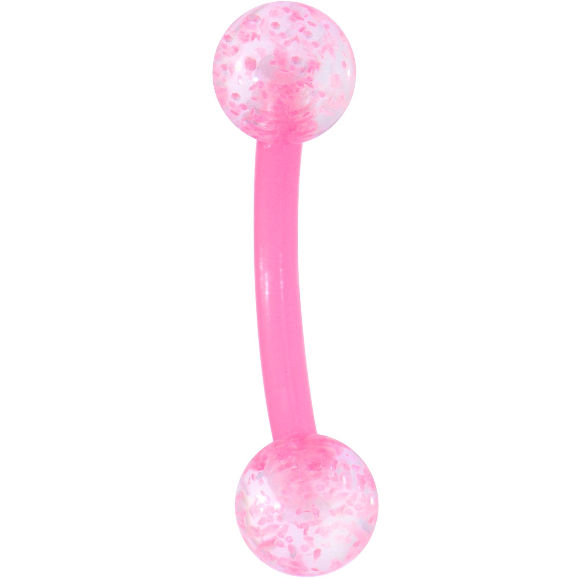 16G 5/16 Pink Glitter Burst Curved Eyebrow Ring