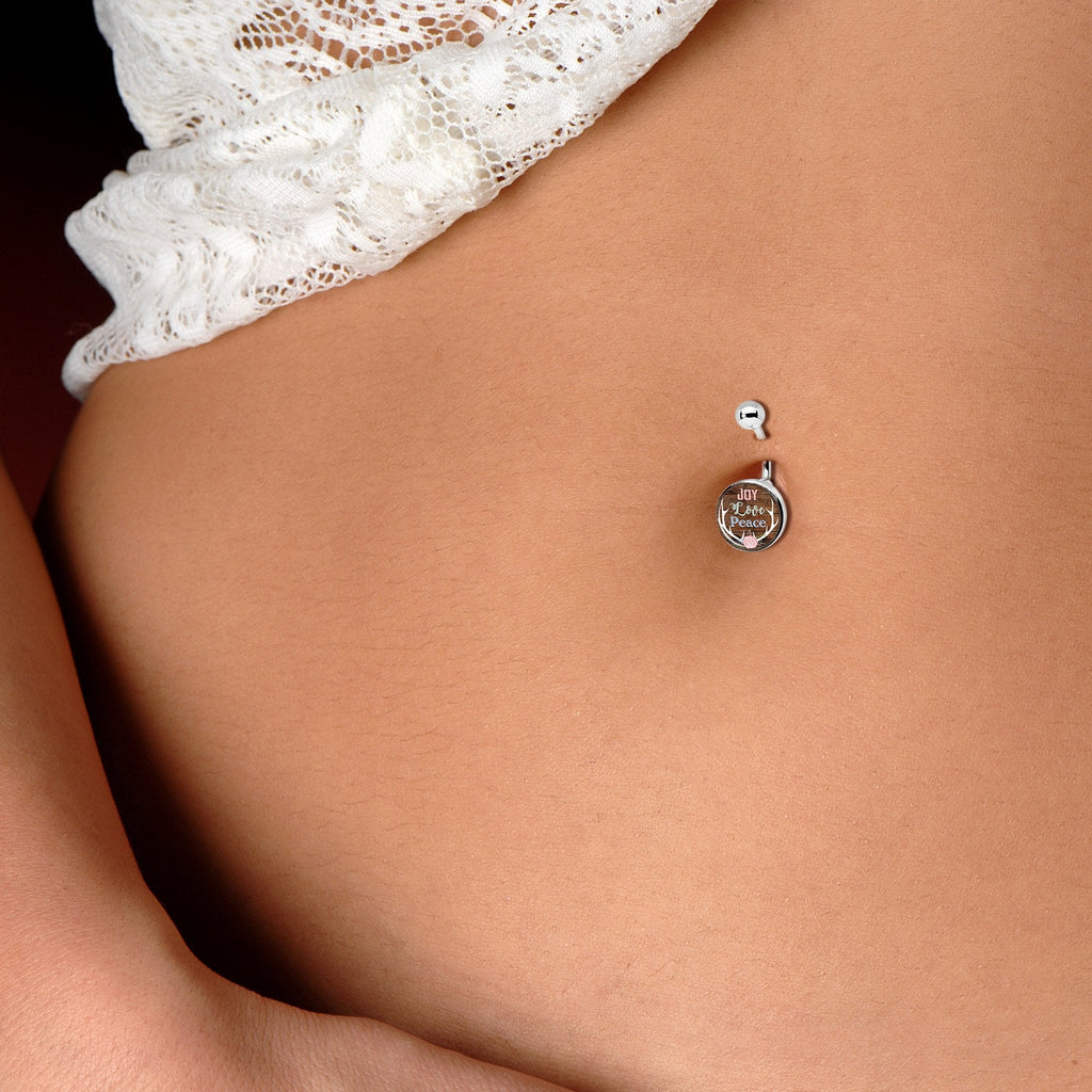 Joy Love Peace Antlers Black Belly Ring