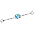 14G Blue Faux Opal Kitty Cat Whiskers Industrial Barbell 38mm